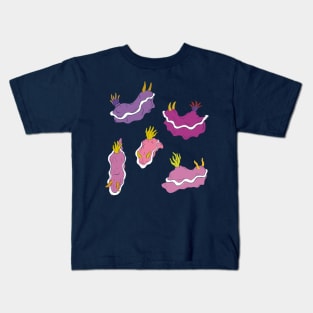 Pink and Purple Sea Slugs Linocut Kids T-Shirt